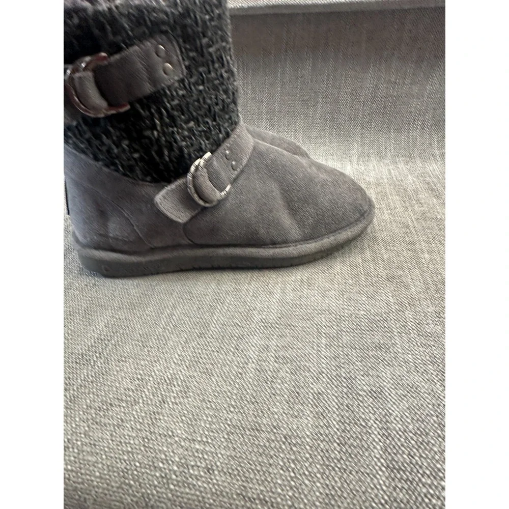 Bearpaw Nova Womens 8 Charcoal Gray Suede Wool Ankle Round Toe Winter Snow Boot